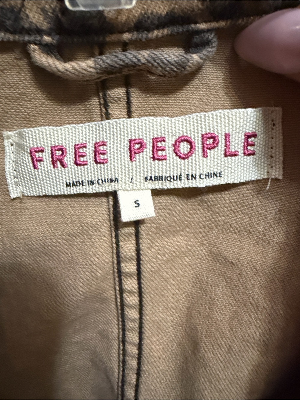 Free People Leopard Print Button-Up Jacket - Brown/Beige Sz S Drawstring Boho - Picture 12 of 12